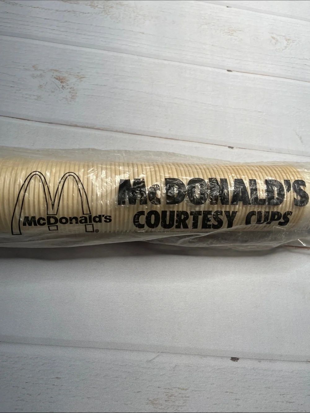 Vintage McDonald’s Courtesy Cups Disposable Sleeve 90 Waxed Ronald Logo